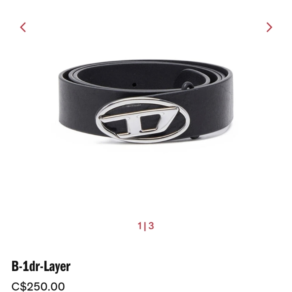 Diesel Black Belt with Silver Logo Buckle